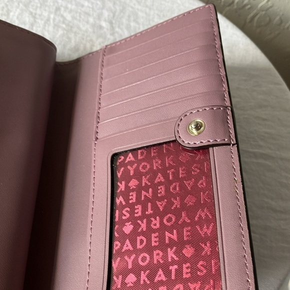 Kate Spade: Plum Purple Leather Bifold Card Wallet- Snap Closure - Picture 9 of 16